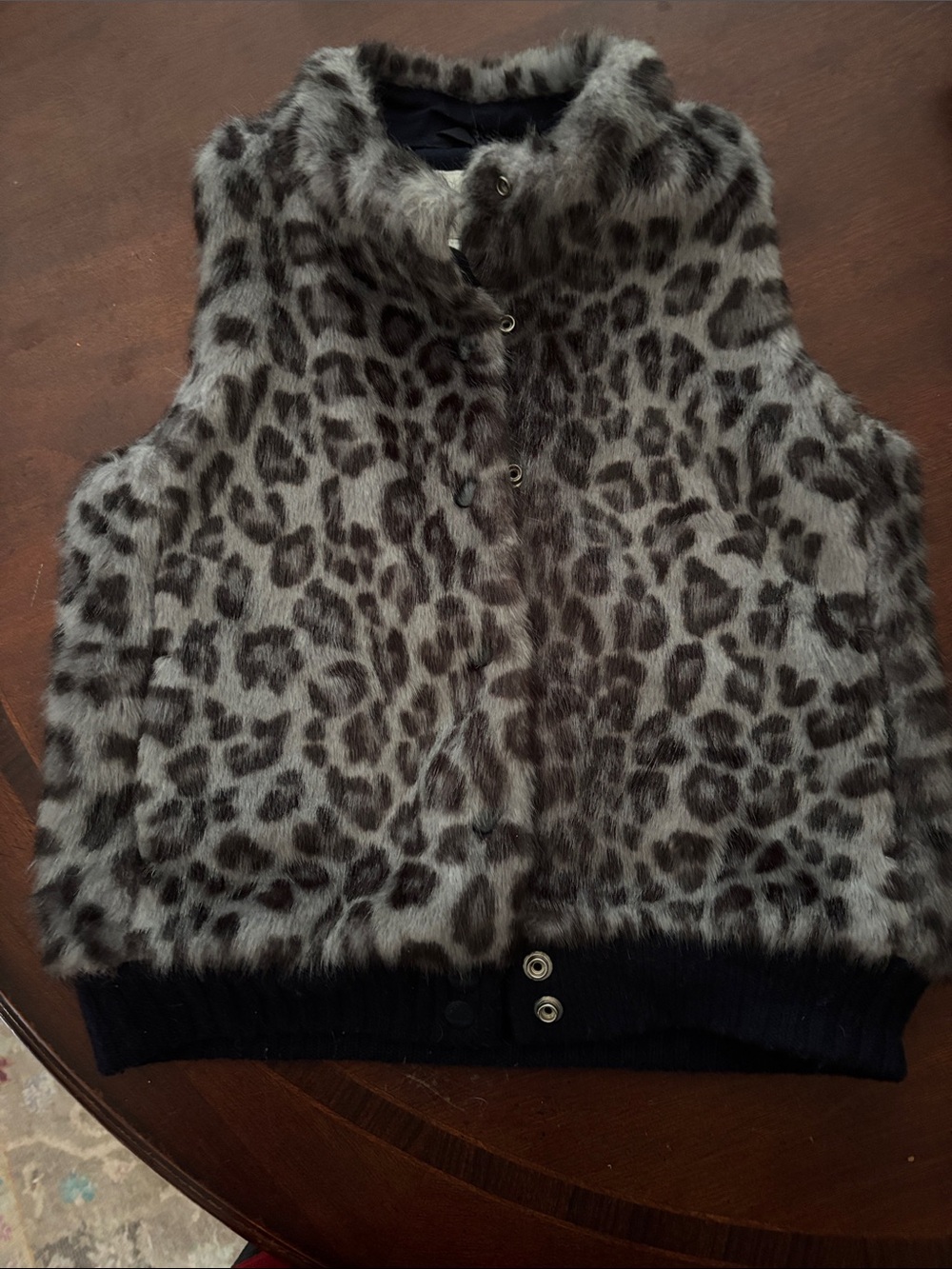 Crewcuts Girls Gray Leopard Faux Fur Vest